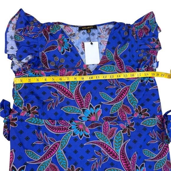 SUGARLIPS Rayanne Indigo Chia Flutter Peplum Top Size XS. E98 - Picture 7 of 14